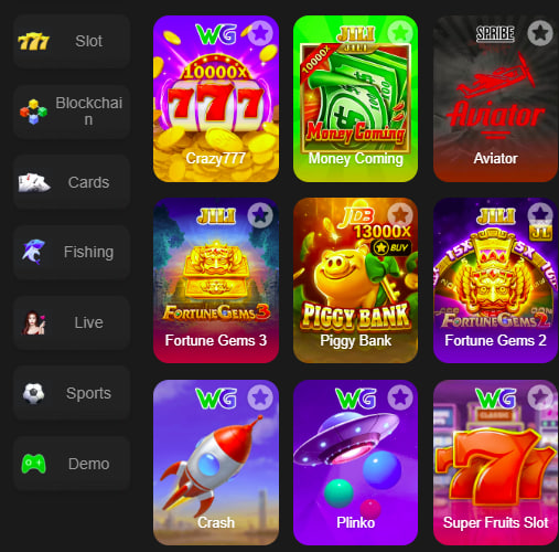 Main screen of One21 Slots game page for PK players